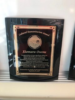 Cultural Humanitarian Award, presented to Xiomara Owens